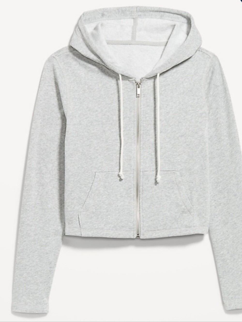 OLD NAVY SoComfy Cropped Zip-Up Hoodie- Light Grey